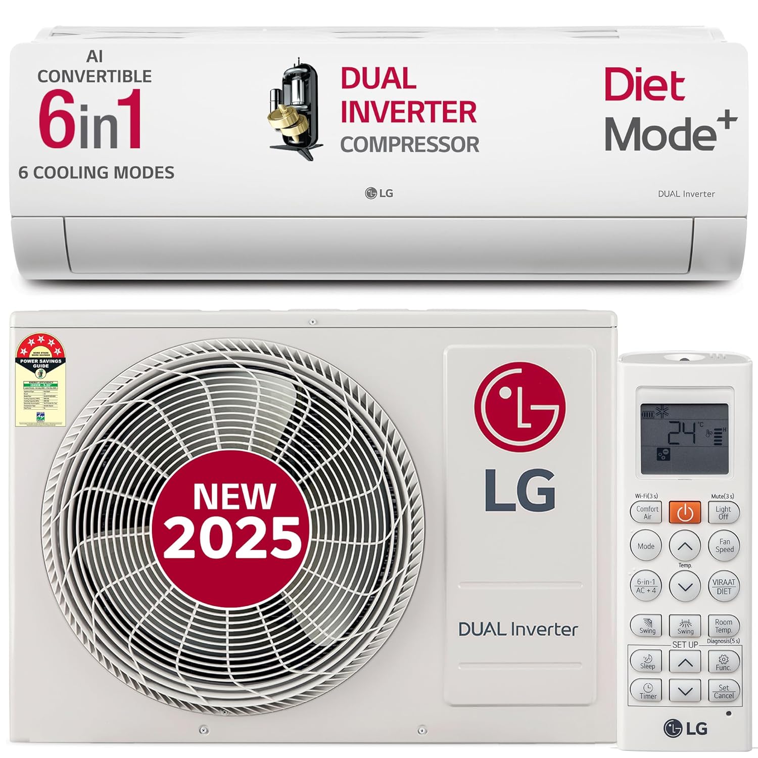 LG 1.5 Ton 5-Star AI DUAL Inverter Split AC